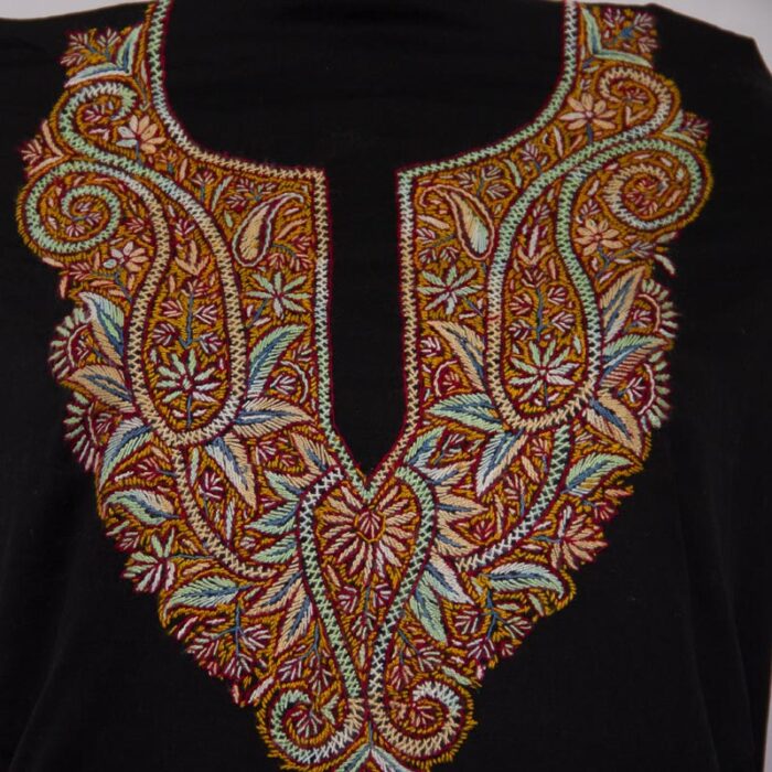 Black Rayon Cotton 3pc Suit with Sozni Handwork - Image 3