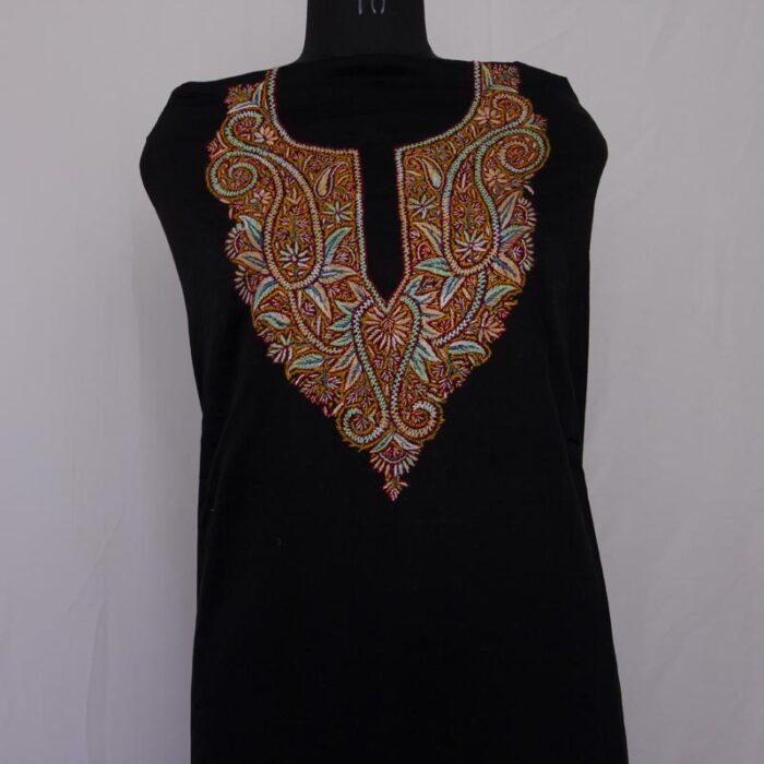 Black Rayon Cotton 3pc Suit with Sozni Handwork - Image 2
