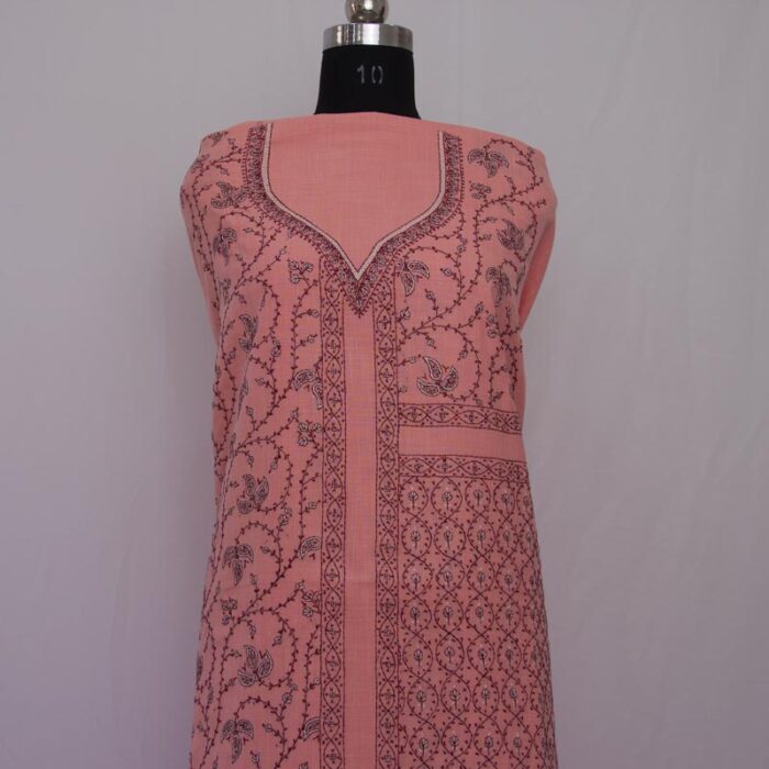 Pink Ruby Cotton 2pc Suit with All Over Sozni Handwork