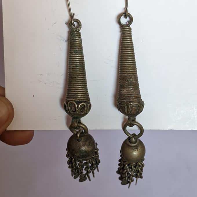 Antique Shahi Handmade Kashmiri Jhumka Earrings - Image 2
