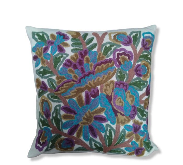 Tral Embroidered Crewel 16×16 Cushion Cover
