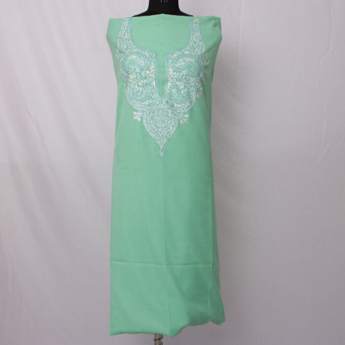 Light Green Cotton 2pc Suit with Kashmiri Aari Handwork - Image 3