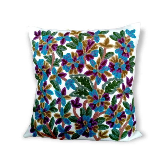 Aari Embroidered Crewel 16×16 Cushion Cover