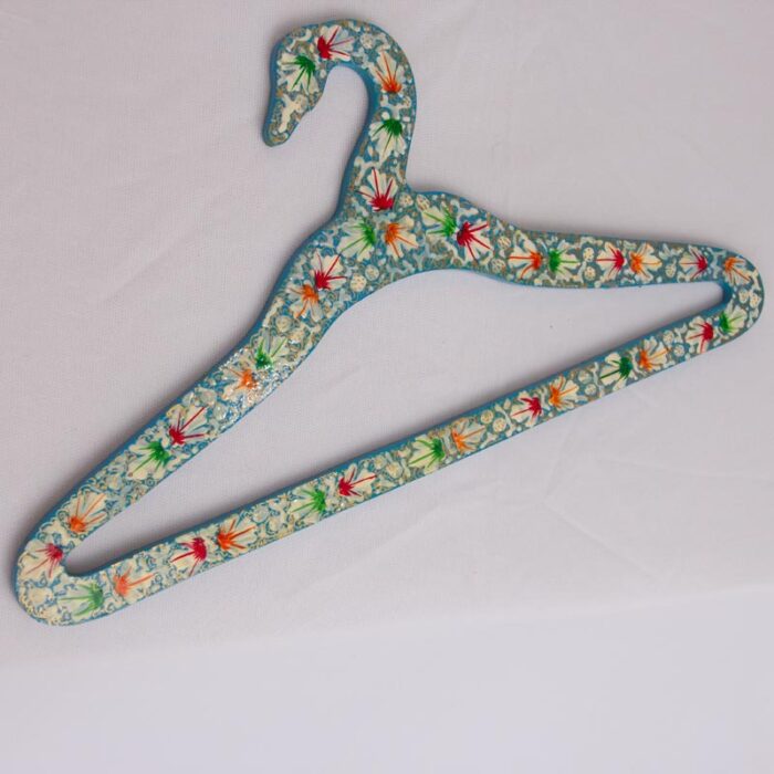 Blue Handmade Floral Paper Machie Cloth Hanger Pair