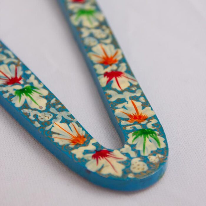 Blue Handmade Floral Paper Machie Cloth Hanger Pair - Image 2