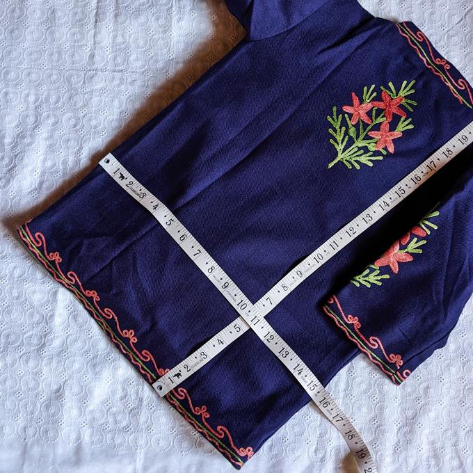 Dark Blue Aari Work Kids Coat (L 20) - Image 3