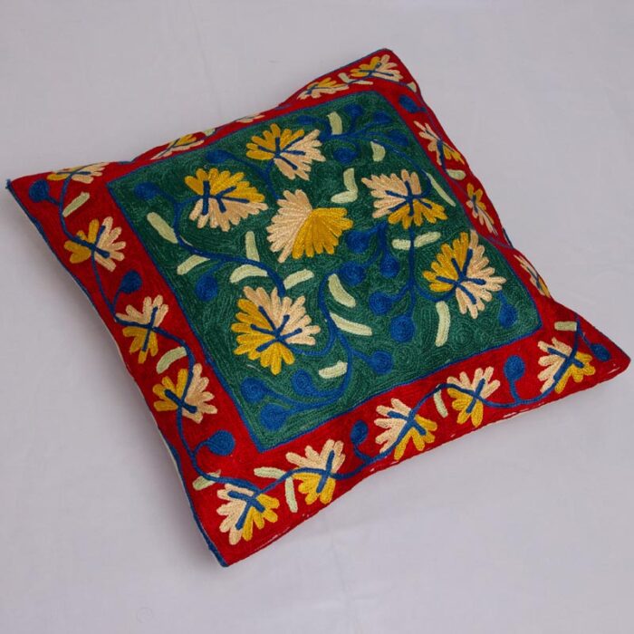 Sabz Wazul Chainstitch Cushion Cover 16×16  (Pair)
