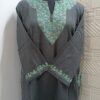 Grey Pure Raffal Pheran With Floral Hand Sozni Embroidery