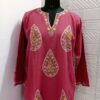 Pink Pure Raffal Pheran With Hand Aari Embroidery
