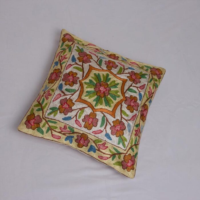 Taruk Kashmiri Chainstitch Cushion Cover 16×16  (Pair)