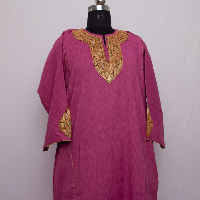 Purple Tilla Cotton Pheran