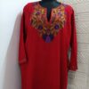 Tomato Red Pure Raffal Pheran With Colourful Hand Aari Embroidery