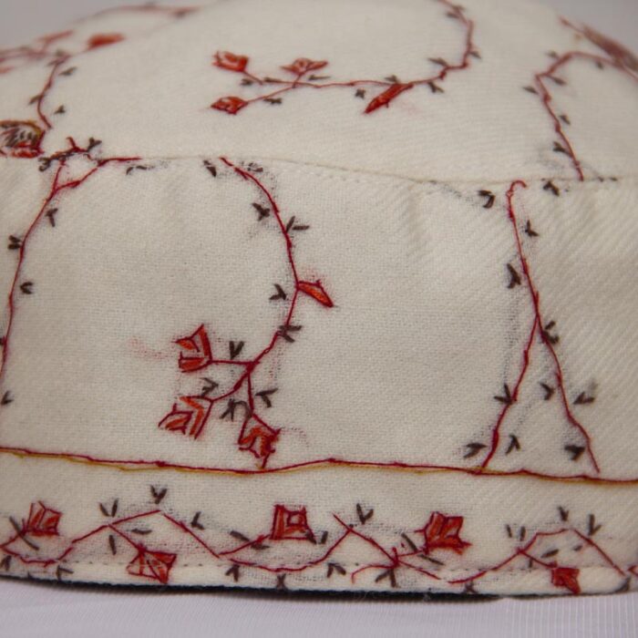 White Toosha Hand Sozni Cap - Image 3