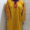 Yellow Pure Raffal Pheran With Rose Hand Sozni Embroidery