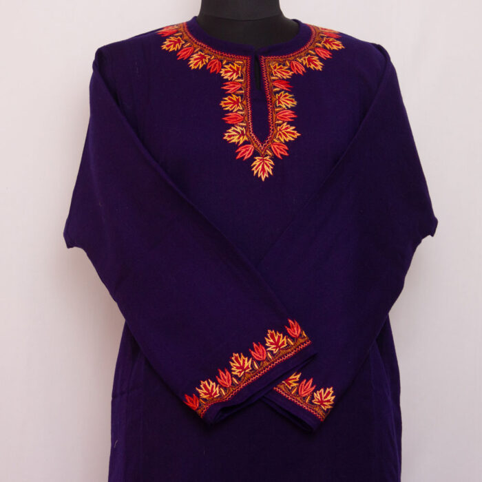 Dark Blue Hand Sozni Raffal Pheran