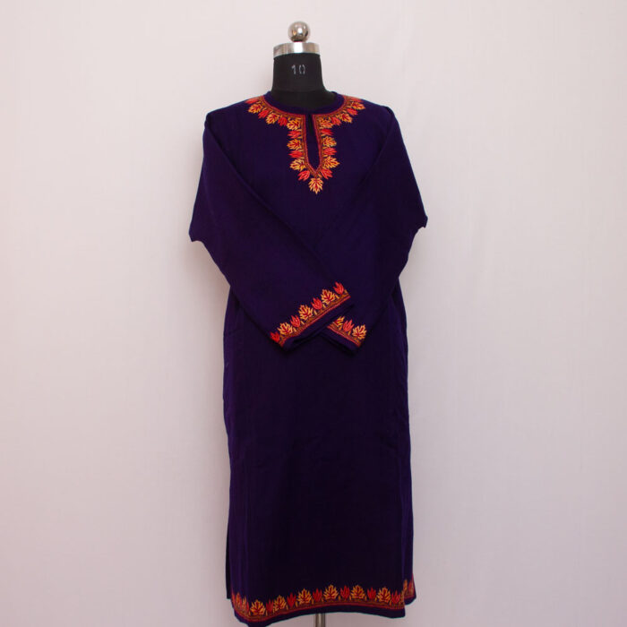 Dark Blue Hand Sozni Raffal Pheran - Image 3