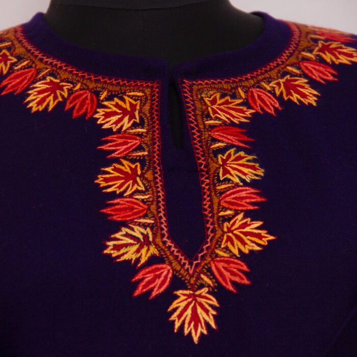 Dark Blue Hand Sozni Raffal Pheran - Image 2