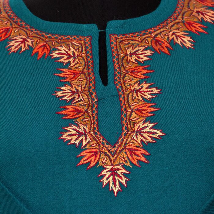 Dark Green Hand Sozni Raffal Pheran - Image 3