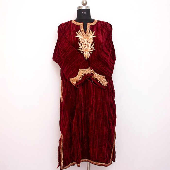 Maroon Wine Crush Velvet II Tilla Pheran - Image 2
