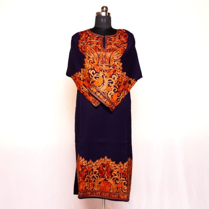 Dark Blue Raffal Aari Pheran - Image 2