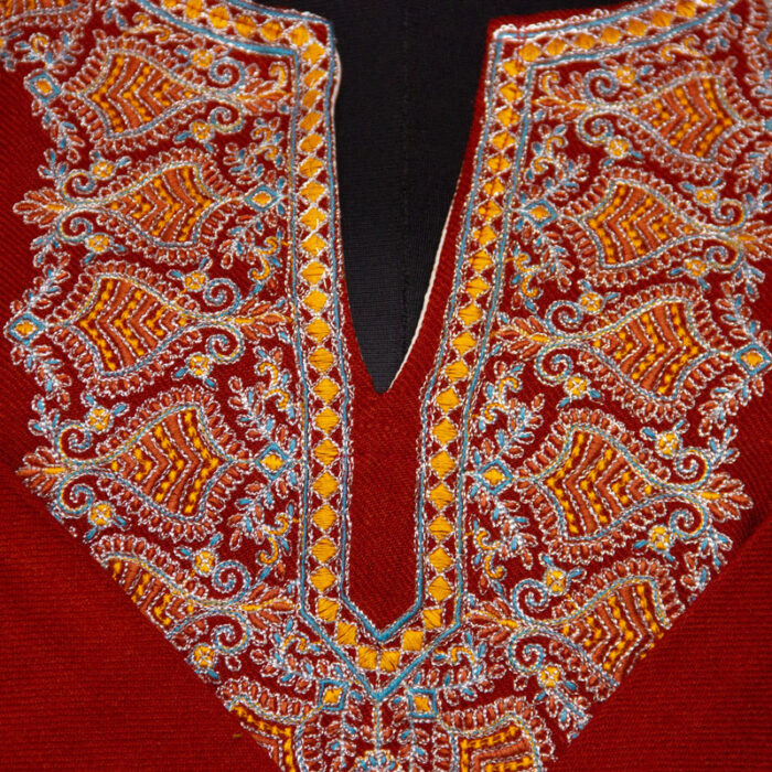 Brick Zari Cashmilon Pheran - Image 3