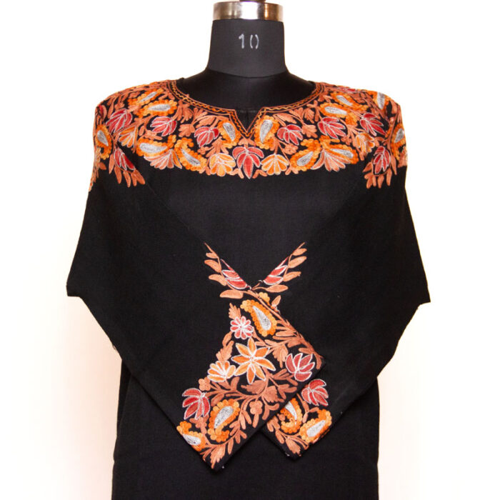 Black Khezar Aari Zari Embroidered Raffal Phiran