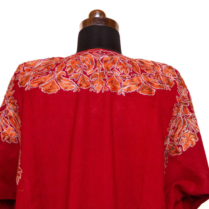 Maroon Khezar Aari Zari Embroidered Raffal Phiran - Image 4
