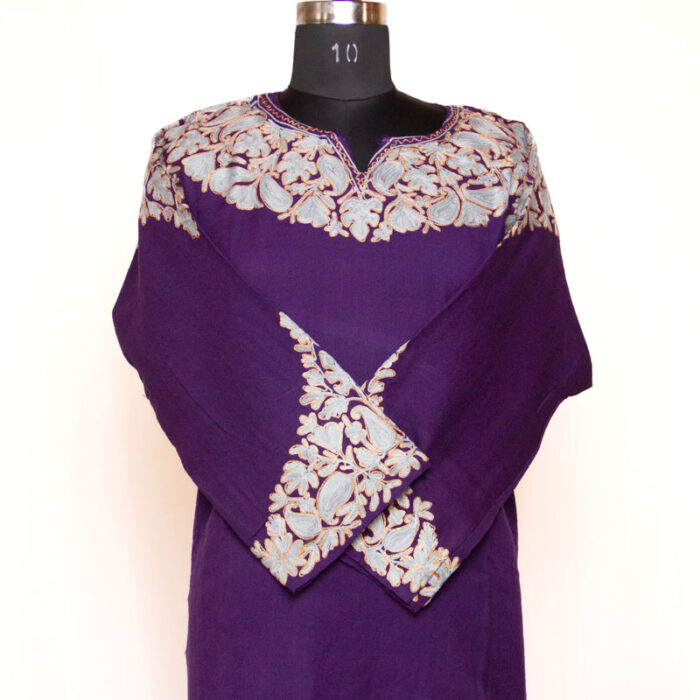 Dark Blue Khezar Aari Zari Embroidered Raffal Phiran