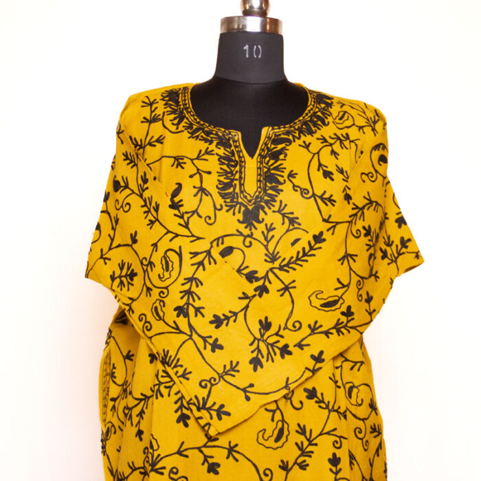 Yellow All Over Aari Cashmilon Pheran