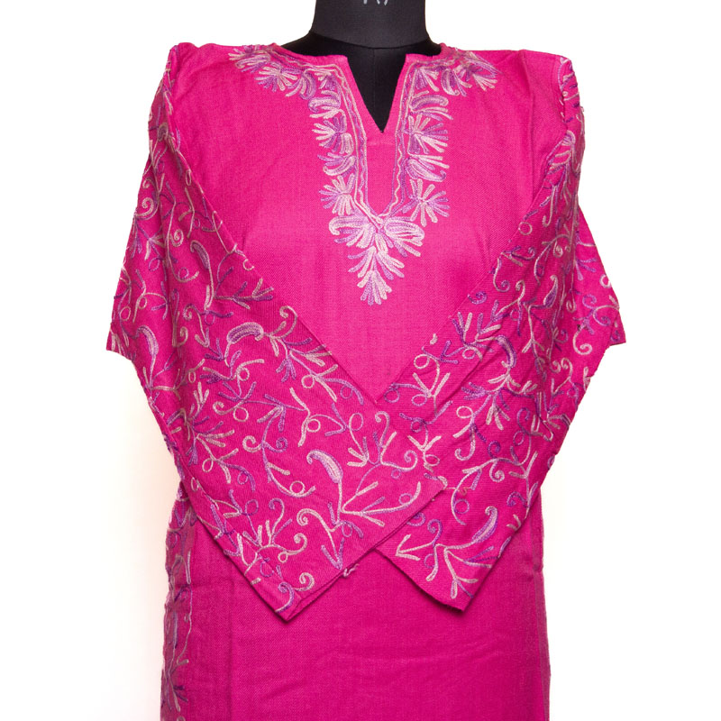 Pink Side Panel Aari Cashmilon Pheran