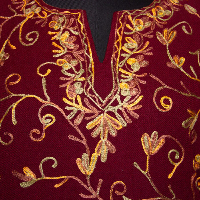 Maroon All Over Aari Cashmilon Pheran - Image 2