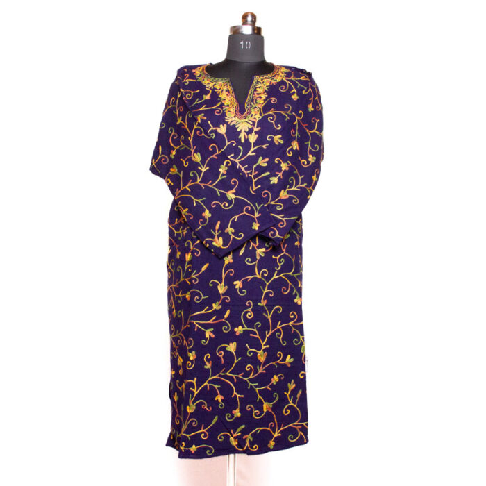 Dark Blue All Over Aari Cashmilon Pheran - Image 2