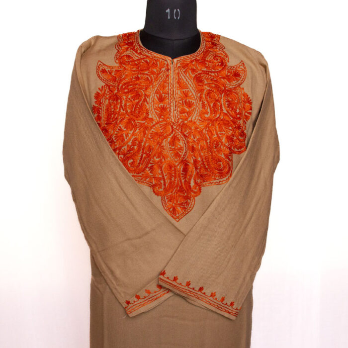 Beige Aari Cashmilon Pheran