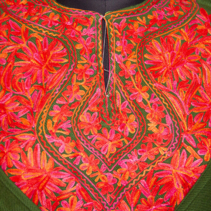 Dark Green Aari Cashmilon Pheran - Image 3