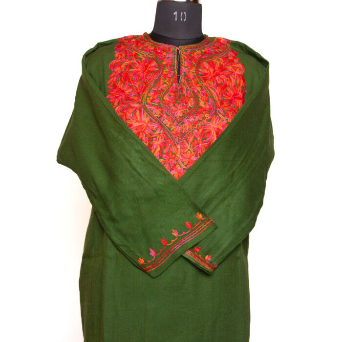 Dark Green Aari Cashmilon Pheran
