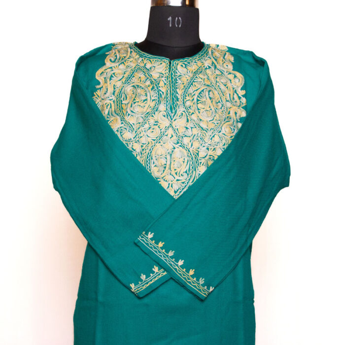 Green Aari Cashmilon Pheran