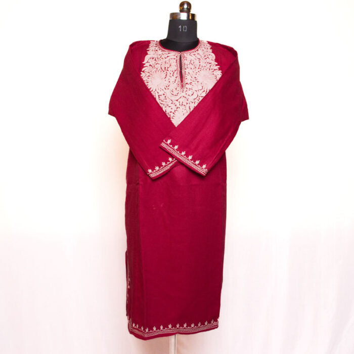 Dark Pink Aari Cashmilon Pheran - Image 2