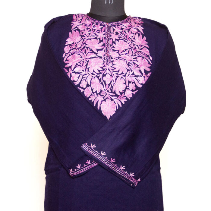 Dark Blue Aari Cashmilon Pheran