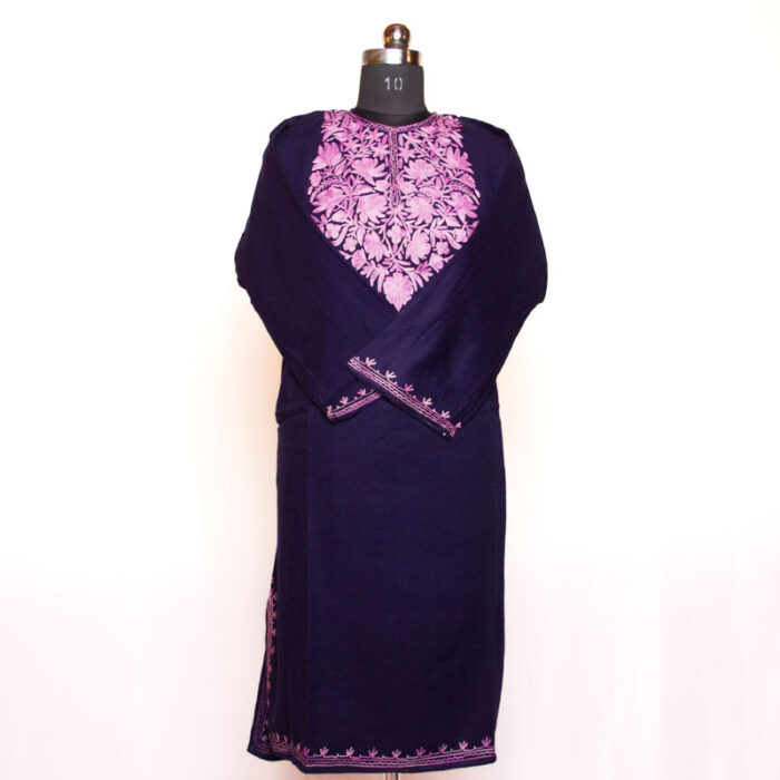 Dark Blue Aari Cashmilon Pheran - Image 2