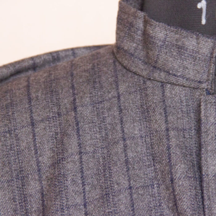 Light Grey Men Traditional Kashmiri Checkered Pheran - Image 3