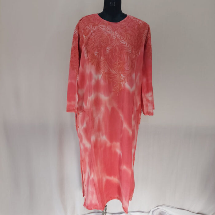 Pink Tie-Dye Cashmilon Aari Pheran - Image 2