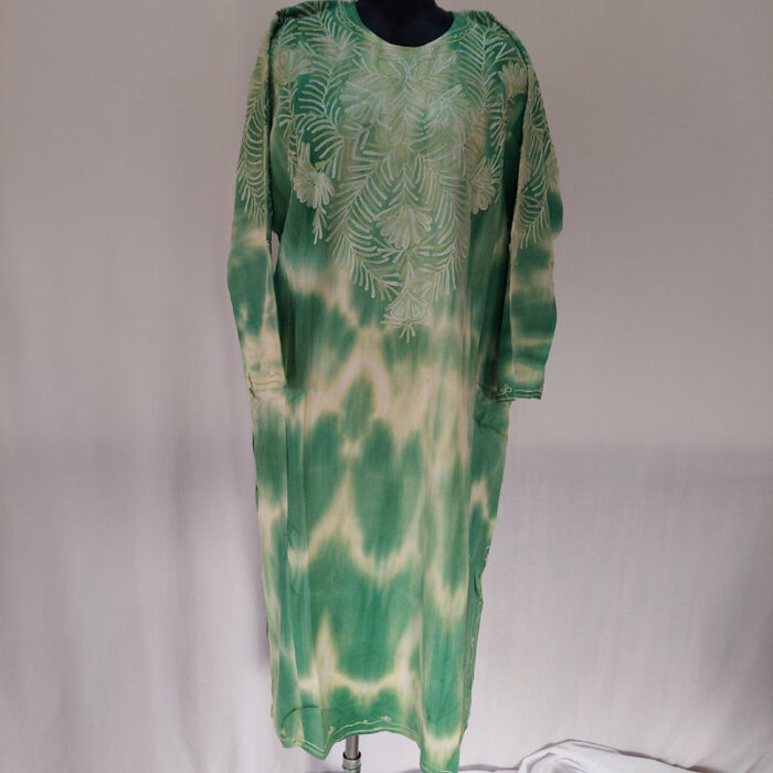 Greenish Tie-Dye Cashmilon Aari Pheran - Image 2