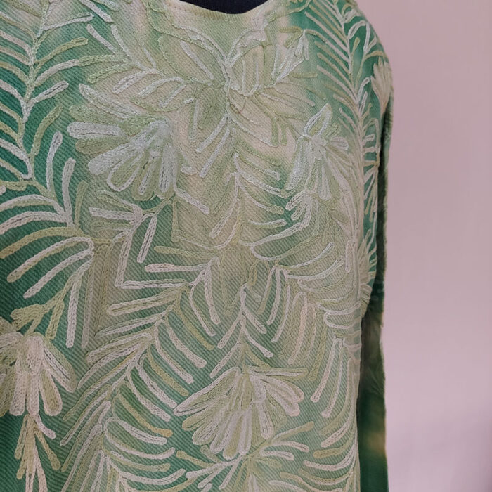 Greenish Tie-Dye Cashmilon Aari Pheran - Image 3