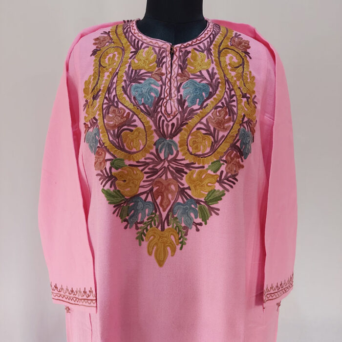 Pink Cashmilon Aari Pheran