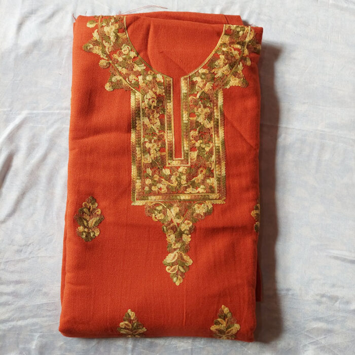 Dark Mustard Cashmilon Aari 3Pc Suit