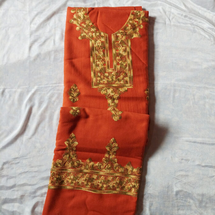 Dark Mustard Cashmilon Aari 3Pc Suit - Image 2