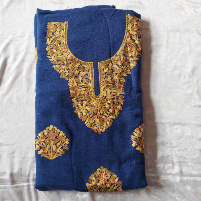 Dark Blue Cashmilon Aari 3Pc Suit