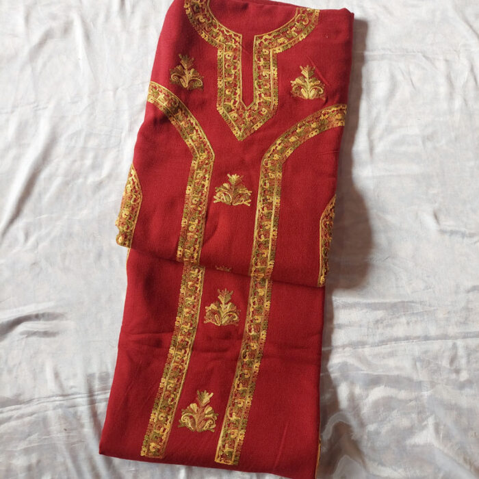 Maroon Cashmilon Aari 3Pc Suit - Image 2
