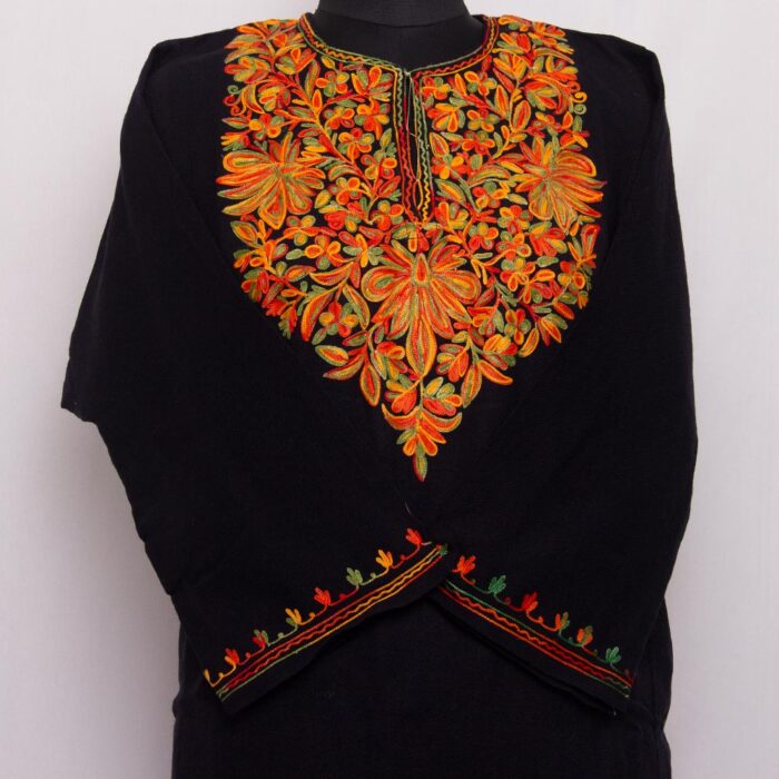 Black Rangi Aari Cashmilon Pheran