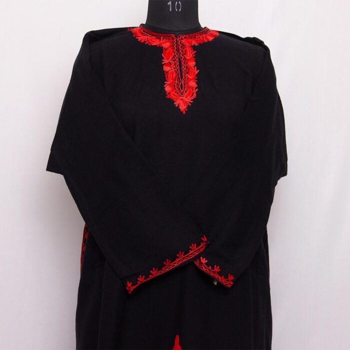 Black Aari Daman Cashmilon Pheran